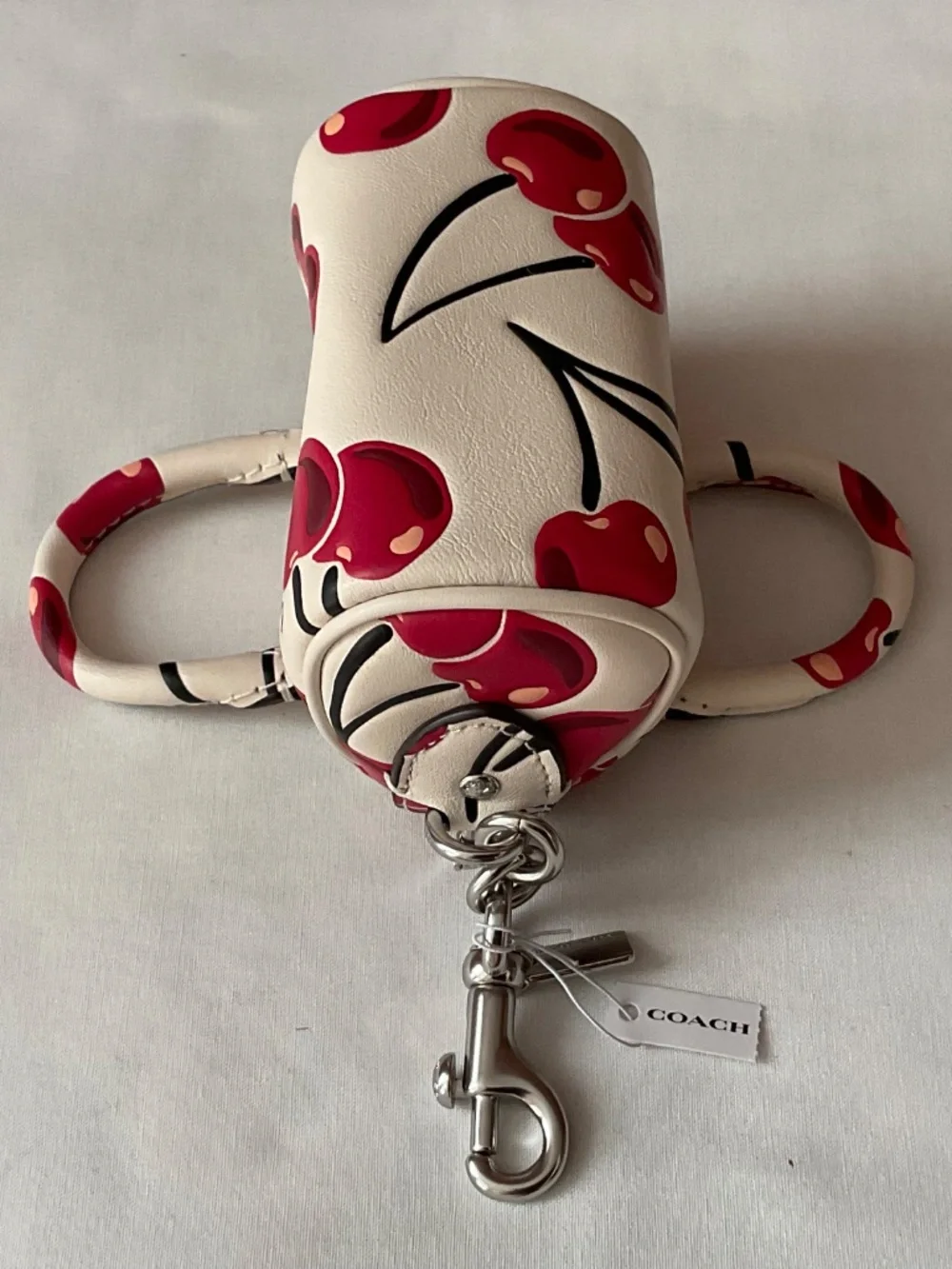 Coach Rowan Mini Bag Charm Cherry Print Leather Silver Hardware Multi NWT - Picture 13 of 16